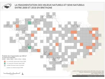 Évolution de la fragmentation du milieu naturel par zone hydrographique entre 2000 et 2006