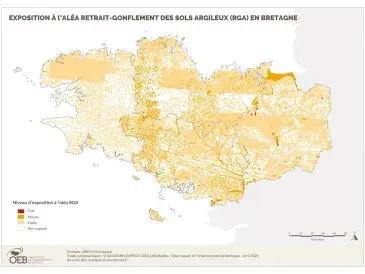 Exposition des maisons au retrait-gonflement des sols argileux (RGA) en Bretagne