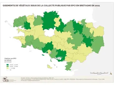 Gisement de bois en fin de vie issus de la collecte publique par EPCI en Bretagne en 2021