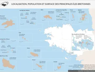 Localisation, population et surface des principales îles bretonnes