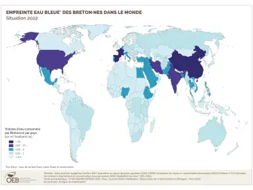 Empreinte eau bleue des breton·nes dans le monde - Situation 2018 