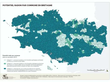Potentiel radon par commune en Bretagne