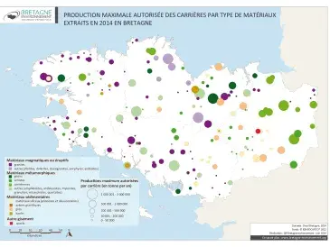 Production maximale autorisée des carrières en 2007 en Bretagne