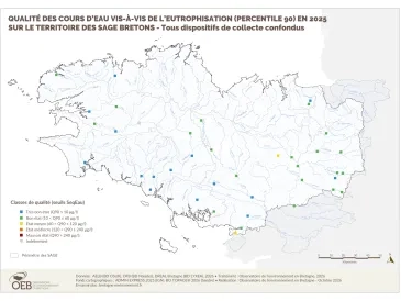 Qualité des cours d'eau vis-à-vis de l'eutrophisation en 2025