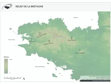 Relief et bathymétrie de la Bretagne