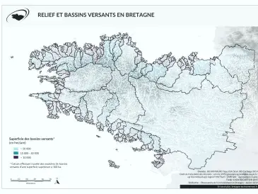 Les bassins versants (secteurs hydrographiques) en Bretagne