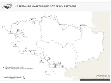 Réseau de marégraphes côtiers en Bretagne - Situation en 2015