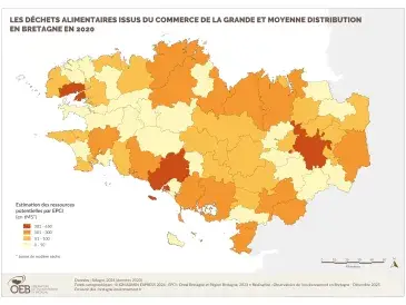 Les déchets alimentaires issus du commerce de la grande et moyenne distribution en Bretagne en 2020