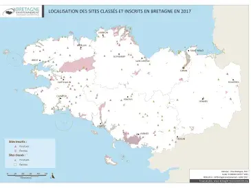 Sites classés et inscrits en Bretagne en 2017