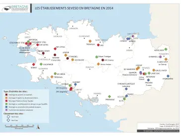 Les établissements Seveso en Bretagne en 2011