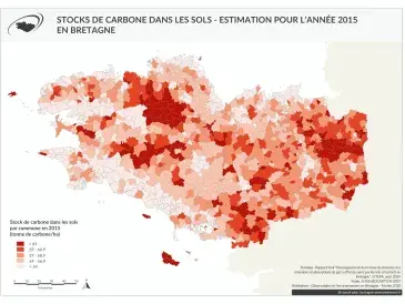 Flux de carbone liés aux réservoirs de biomasse sur la période 2005 - 2015 en Bretagne