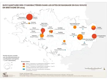 Cyanobactéries dans les eaux douces de loisir bretonnes, saison 2017
