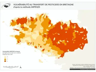Vulnérabilité au transfert de pesticides en Bretagne d'après la méthode ARPEGES