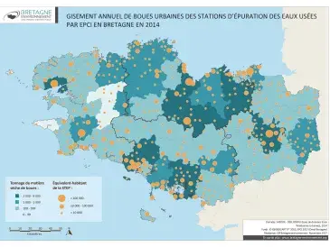 Gisement annuel de boues urbaines des stations d’épuration des eaux usées par EPCI en 2014