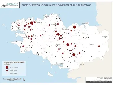 Rejets en ammoniac gazeux des élevages ICPE en 2012