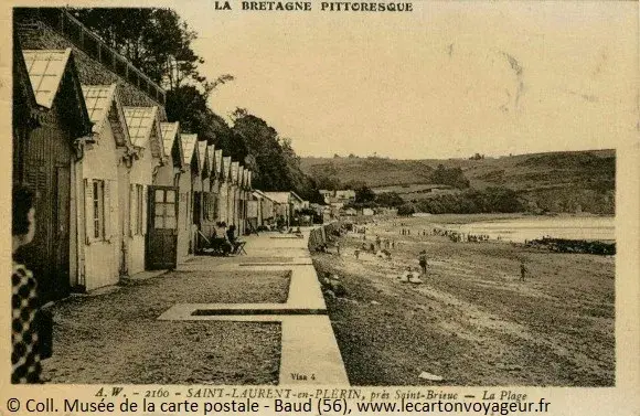 Carte postale ancienne - Plage Plérin