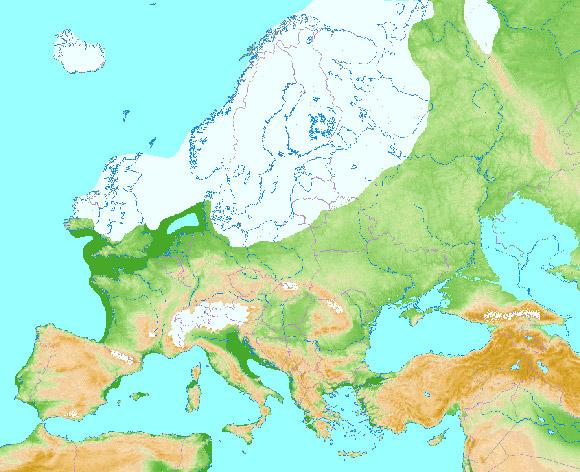 Carte Le dernier maximum glaciaire en Europe