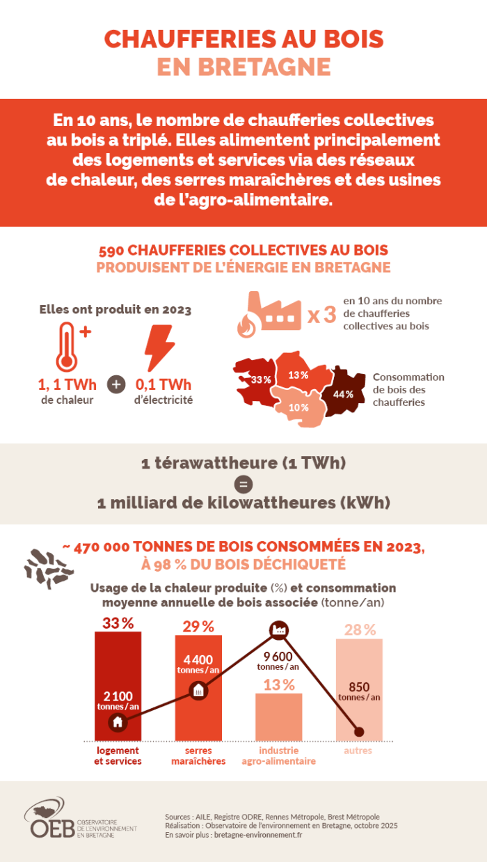 Infographie Chaufferies au bois en Bretagne