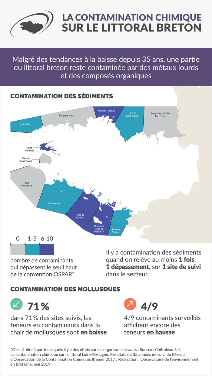 Infographie La contamination chimique sur le littoral breton