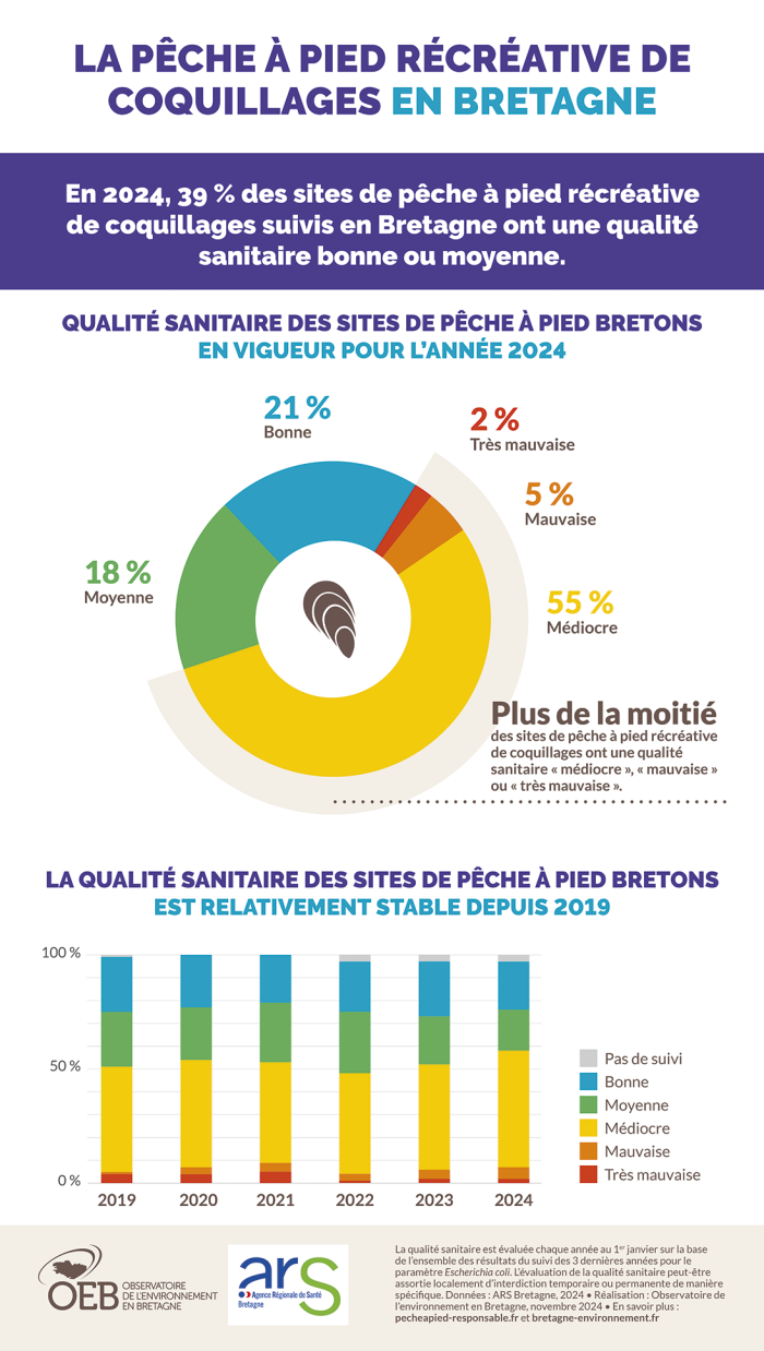 Infographie La pêche à pied récréative de coquillages en Bretagne - Qualité sanitaire