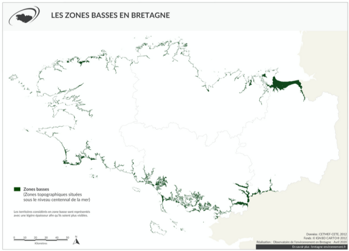 Carte des zones basses littorales