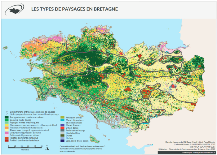 Carte types de paysages en Bretagne