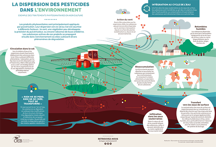 Schéma - La dispersion des pesticides dans l'environnement