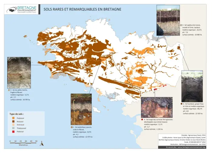 Carte des sols rares et remarquables en Bretagne