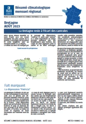 couv Bulletin climatique mensuel de la Bretagne - août 2023