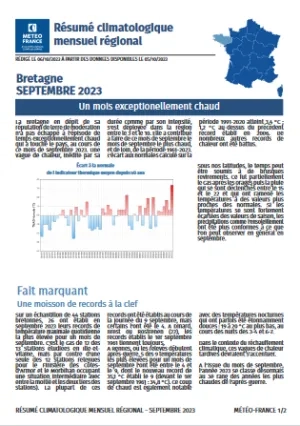 couv Bulletin climatique mensuel de la Bretagne - septembre 2023