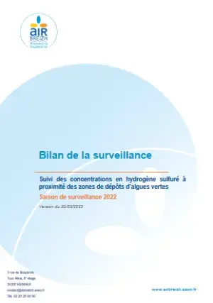 couv Suivi des concentrations en hydrogène sulfuré à proximité des zones de dépôts d’algues vertes Saison de surveillance 2022