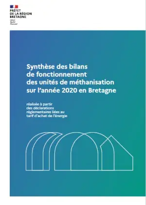couv Synthèse des bilans de fonctionnement des unités de méthanisation sur l’année 2020 en Bretagne
