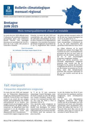 Couv Bulletin climatique mensuel de la Bretagne - juin 2025