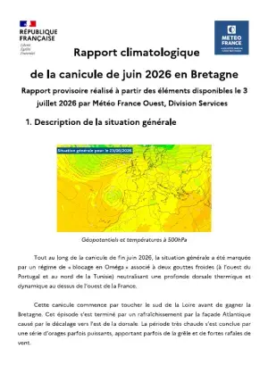couv Rapport climatologique de la canicule de juin 2026 en Bretagne