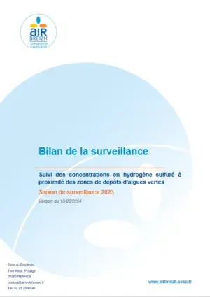 couv Suivi des concentrations en hydrogène sulfuré à proximité des zones de dépôts d’algues vertes. Saison de surveillance 2023