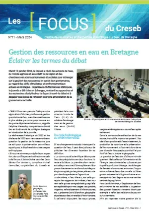 couv Les focus du Creseb : Gestion des ressources en eau en Bretagne. Éclairer les termes du débat