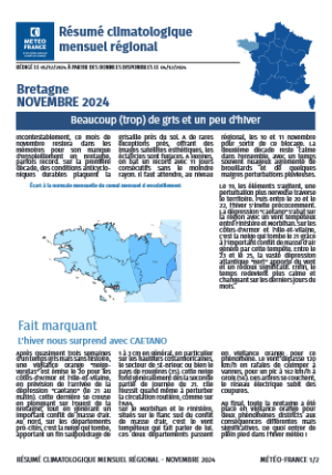 couv Bulletin climatique mensuel de la Bretagne - novembre 2024