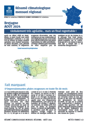 couv Bulletin climatique mensuel de la Bretagne - août 2024