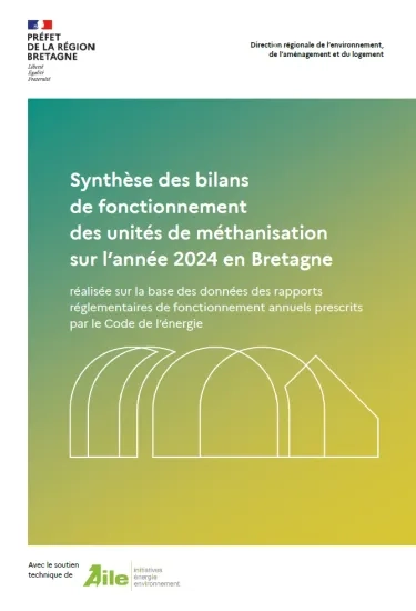 couv Synthèse des bilans de fonctionnement des unités de méthanisation sur l'année 2024 en Bretagne