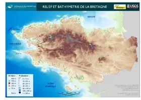 Relief et bathymétrie de la Bretagne