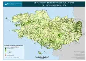 Potentiel en biodiversité en Bretagne sur la base de l'occupation du sol - Situation en 2010