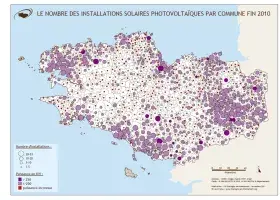 Installations solaires photovoltaïques par commune fin 2010