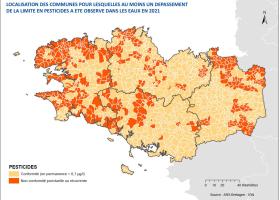 Pesticides dans les eaux distribuées bretonnes en 2021