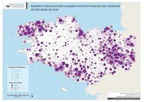 Installations solaires photovoltaïques par commune fin 2014