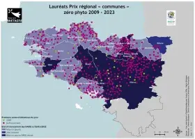 Lauréats Prix régional "communes" zéro phyto 2009 à 2023
