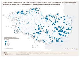 Clone of Qualité des cours d'eau bretons vis-à-vis des pesticides en 2021 - Nombre de substances quantifiées