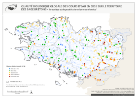 Qualité biologique globale des cours d'eau bretons en 2018