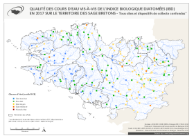Qualité des cours d'eau bretons vis-à-vis de l'indice biologique diatomées (IBD) en 2017