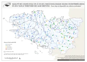 Qualité des cours d'eau bretons vis-à-vis de l'indice macro-invertébrés (IBGN) en 2017