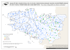 Qualité des cours d'eau bretons vis-à-vis de l'indice macro-invertébrés (IBGN) en 2017